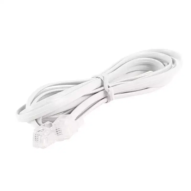 Unique Bargains 2M 6P4C RJ11 to RJ11 Modular Telephone Adapter Cable Phone Cord White