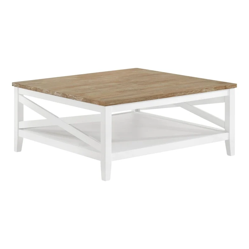 Brown and White Two-Tone Square Coffee Table