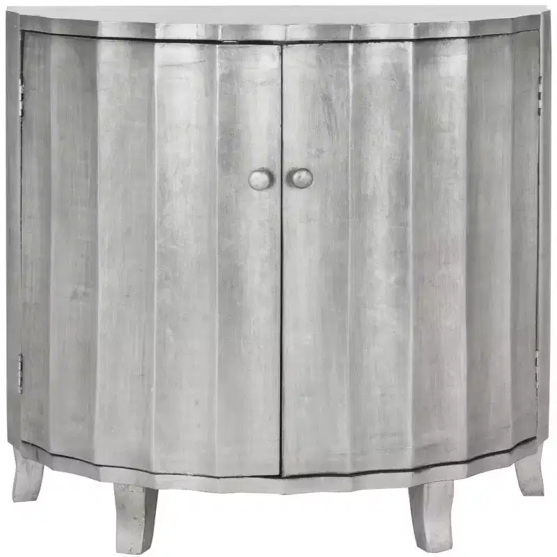 Silver Lacquered Demilune Cabinet with 2 Doors 鈥?For Adults