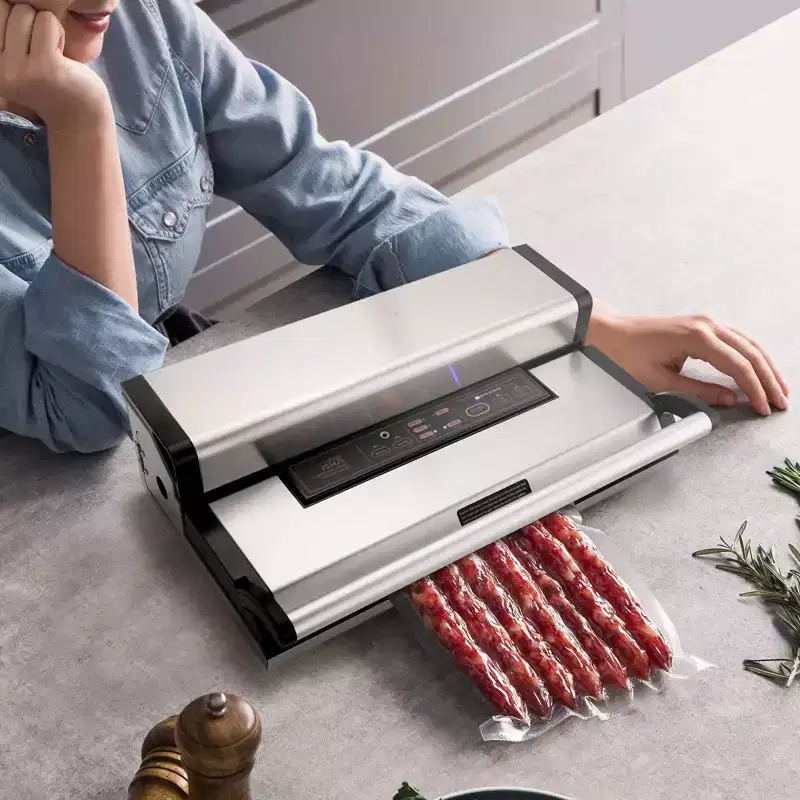 Vacuum Sealer Machine, 95Kpa 350W Dual Pump Food Vacuum Sealer with Dry & Moist Modes, Built-in Cutter & External Hose