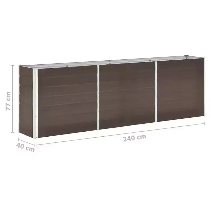 vidaXL Garden Raised Bed Galvanized Steel, Planter - 94.5 x 15.7 x 30.3