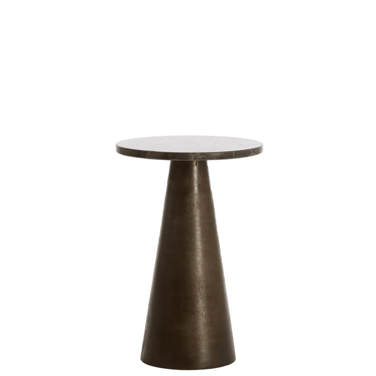 Bronze & Dark Marble Round Side Table