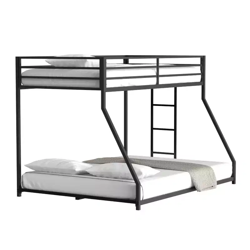 Christopher Knight Home Joanna Twin Over Full Metal Low Profile Bunk Bed with Safety Vent Board and Guardrail Built-In Ladder
