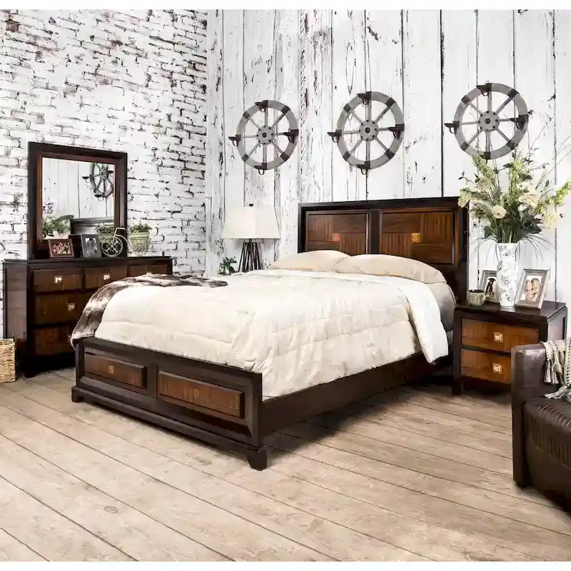 Furniture of America Figh Contemporary Walnut 4-piece Bedroom Set