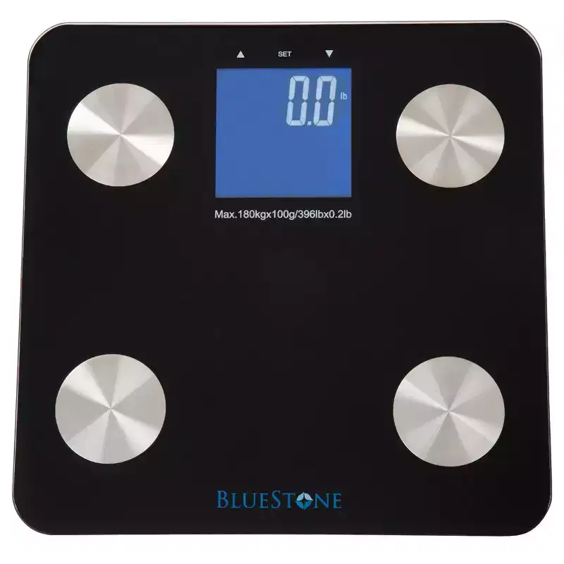 Digital Scale for Body Weight - Cordless Battery-Operated Bathroom Accessory with Large LCD Display to Track Health and Fitness by Bluestone (Black)