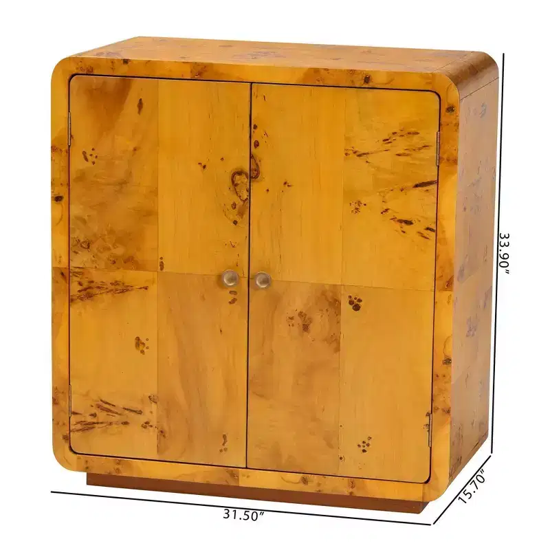 Netra Real Burl Wood Storage Cabinet Light Mappa Burl
