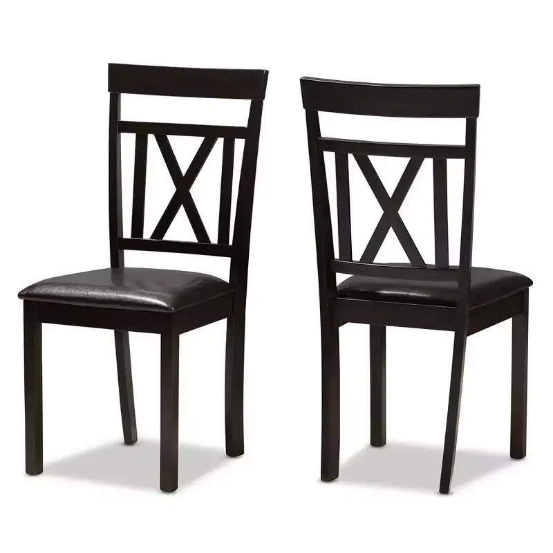5pc Rosie Modern Dining Set: Faux Leather, X-Back Chairs, Rectangular Table - Baxton Studio