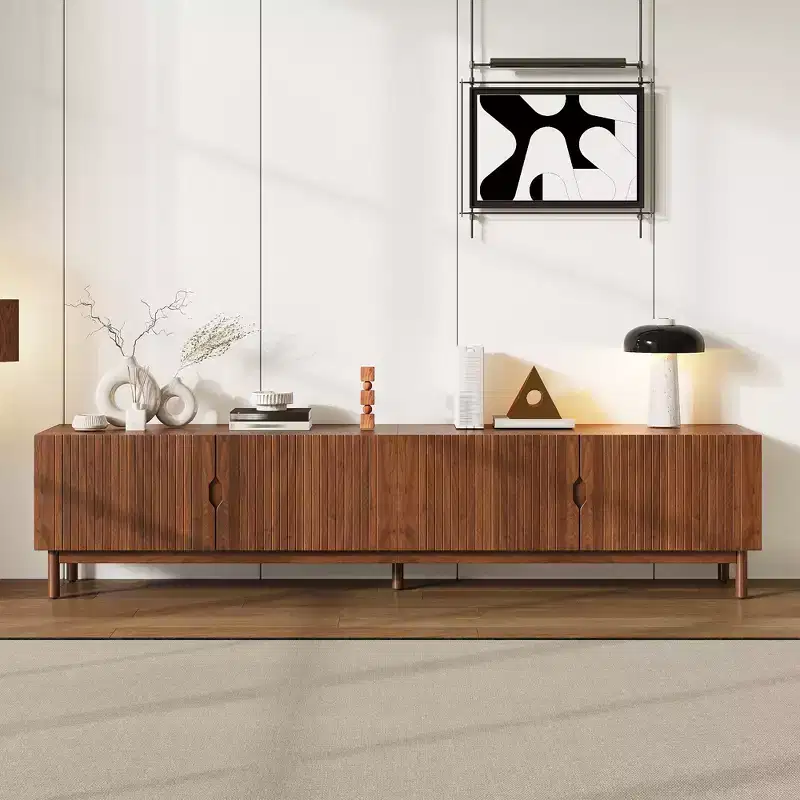 Brown Wood Grain TV Stand for TVs up to 90, Single Unit