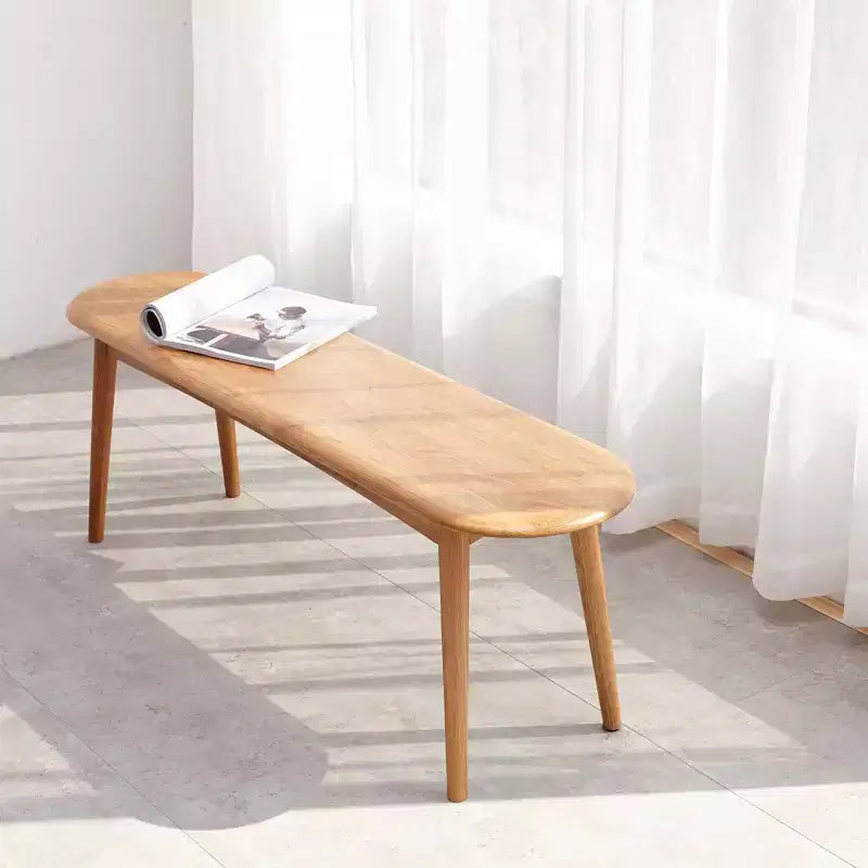 Solid Oak Wood Half-Round Bench, 47" for Dining Room, Living Room & Entryway