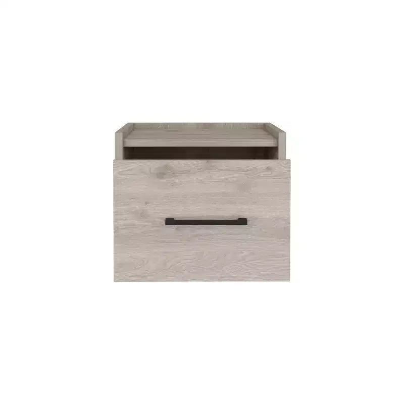 10 Gray Wood One Drawer Floating Nightstand