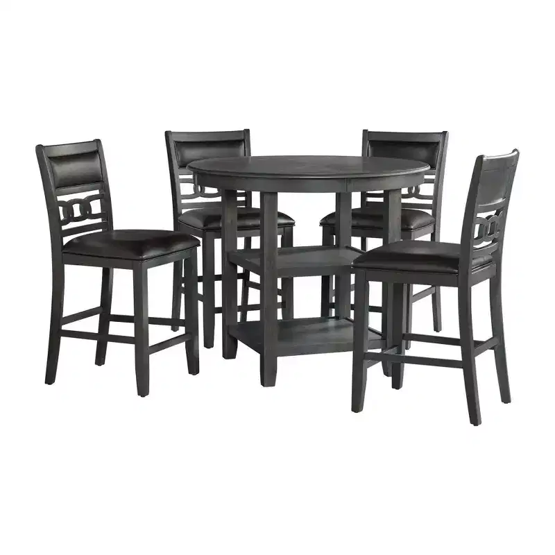5pc Taylor Counter Height Dining Set with Shelf Base & Upholstered Chairs - Picket House Furnishings