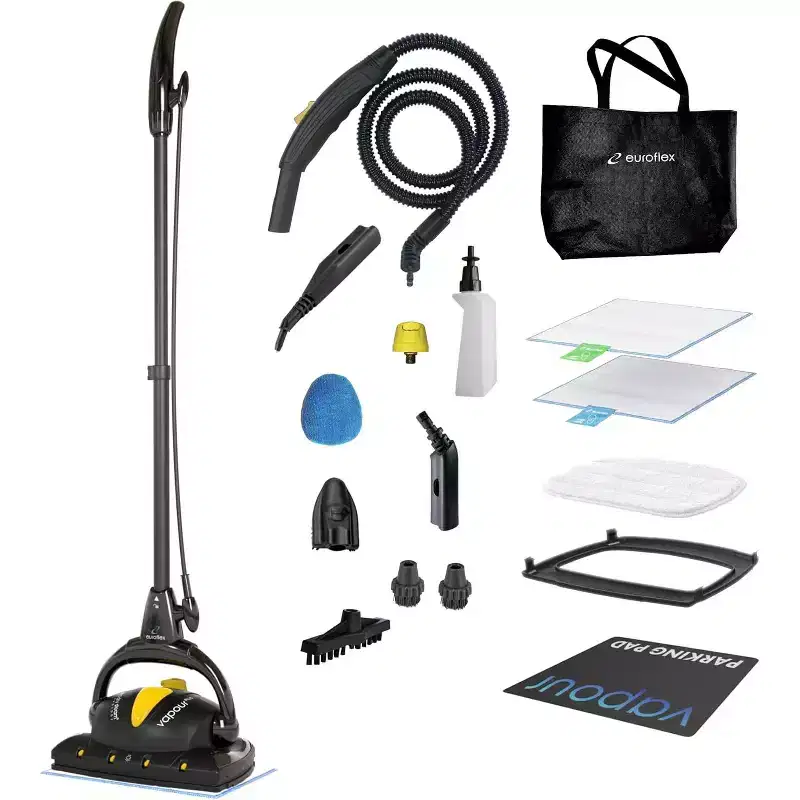 Euroflex Vapour Plus 18-Piece Steam Mop with Precision Floor Care Kit Manufacturer Refurbished