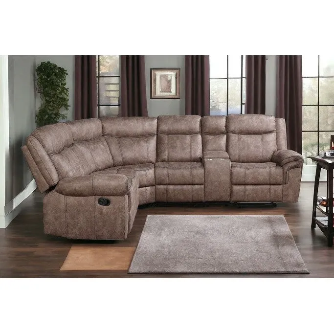 Chocolate Velvet Reversible L-Shaped Sectional Sofa, 6-Seat