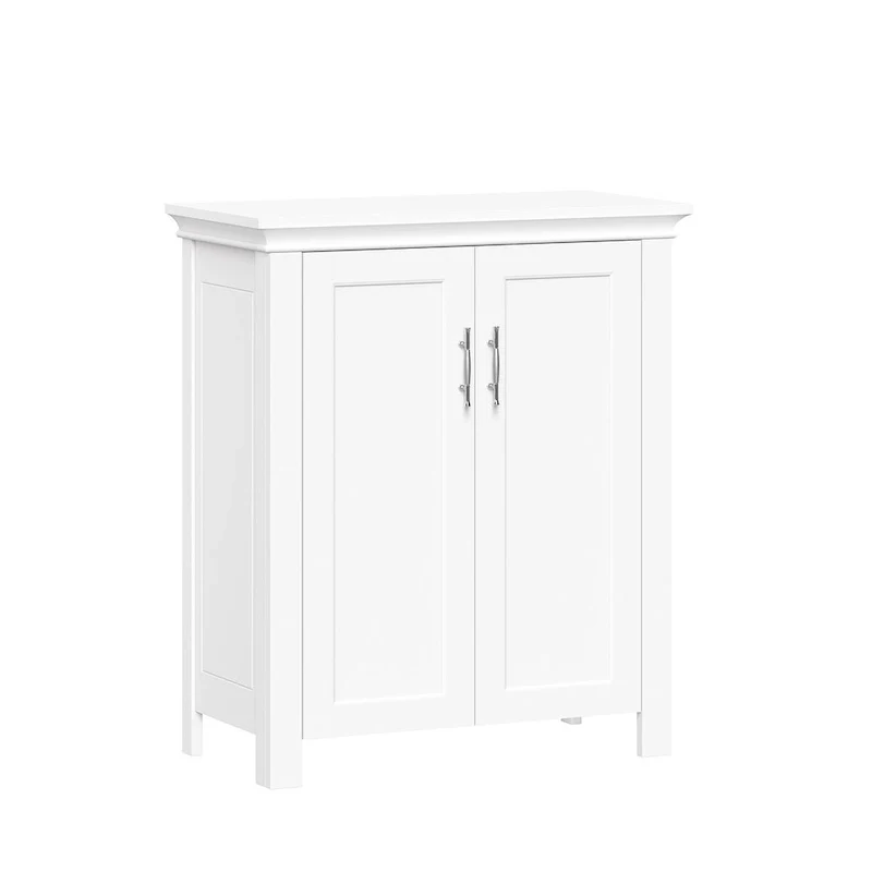 White Bathroom Floor Cabinet with 3 Shelves