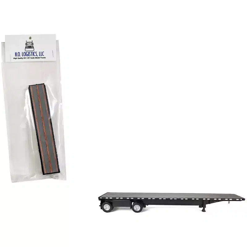 High Boy Spread Axle Flatbed Trailer Black 1/87 (HO) Scale Plastic Model Car by HO Logistics