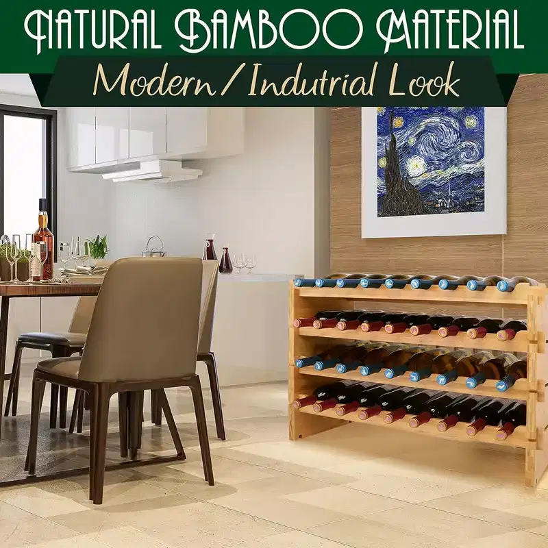 SereneLife Bamboo Stackable Wine Rack