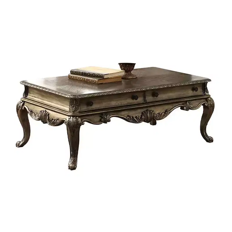 Coffee Table �C Vintage Oak, Carved Details, Scrolled Legs, 132,1 cm Long