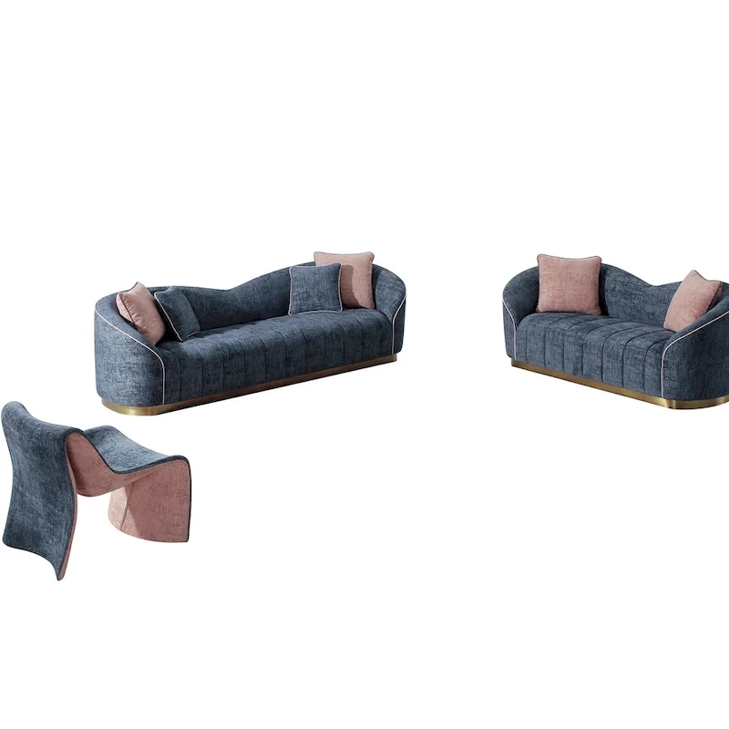 Modern Living Room Set Accent Armchair With Loveseat 4-Seater Sofa