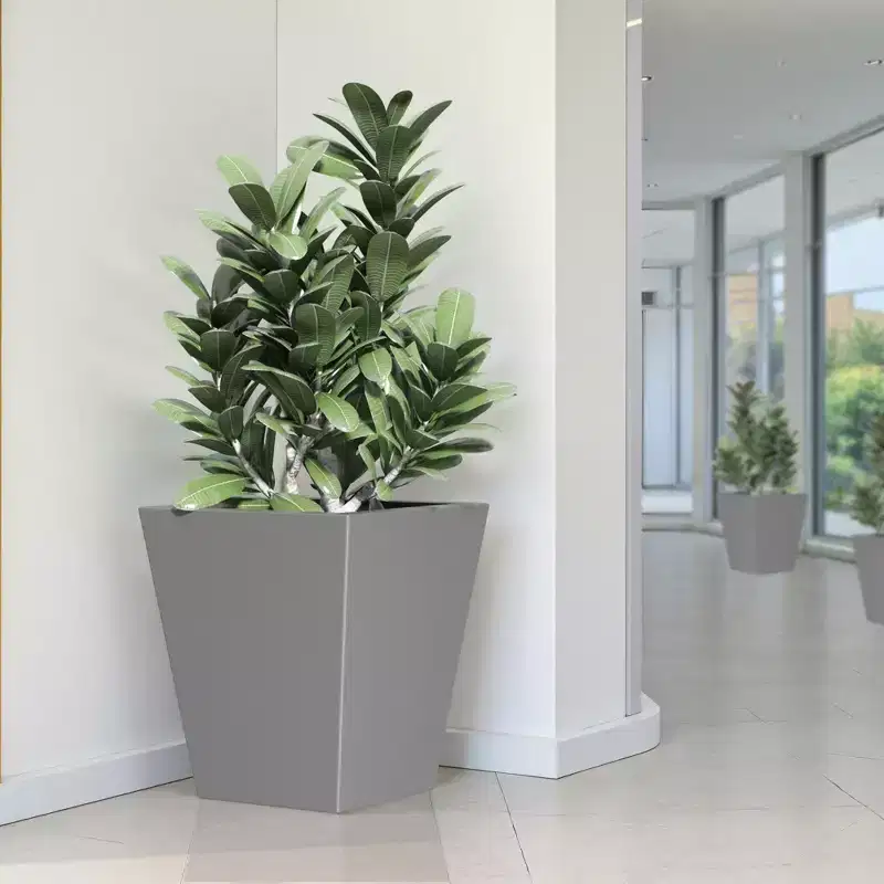 NAYSAYE Tapered Planter 22 Inch Tall Metal Plant Pot with Drainage Hole for Indoor and Outdoor Gardening, Gray, 22*19*19