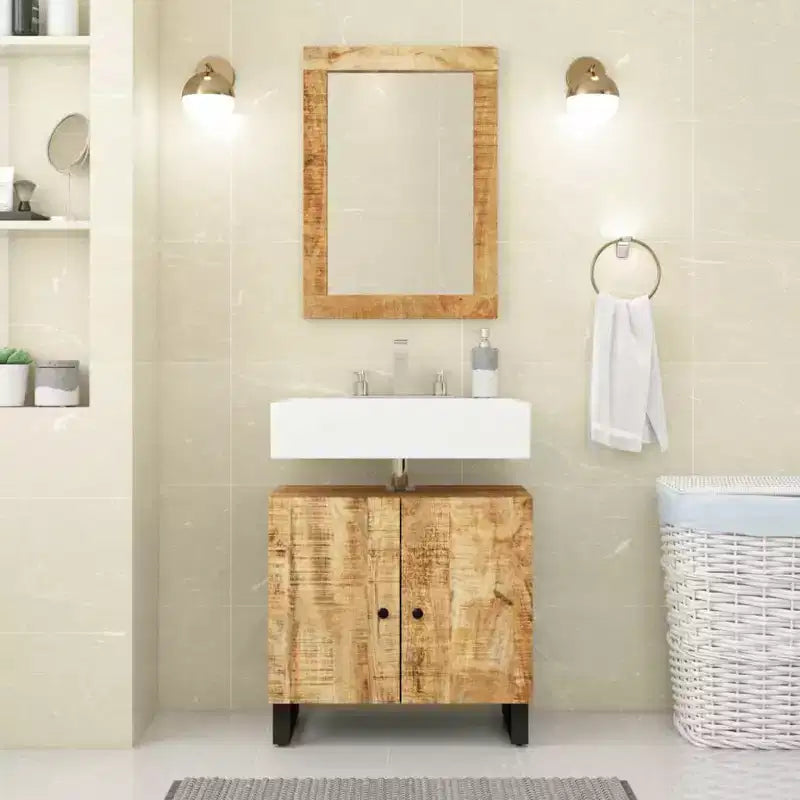 Sink Cabinet Natural wood Solid mango wood Medium Sink Cabinet