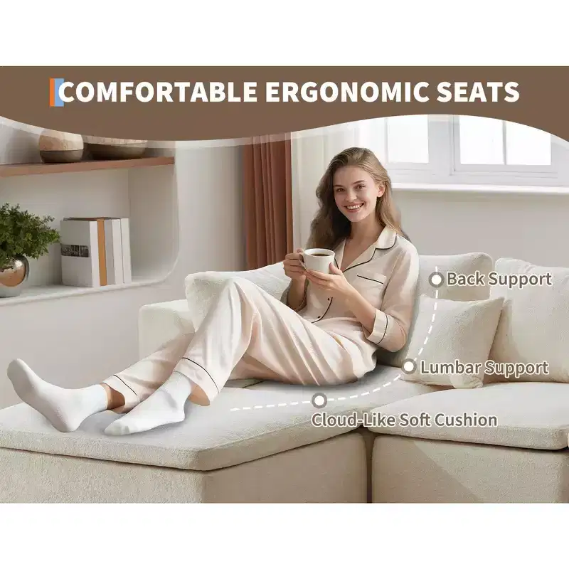 Sofa, 110 Convertible L-Shaped Modular Cloud Couch  Chenille Deep Seat with Ottoman/Chaise Memory Foam Pillows for Living Room