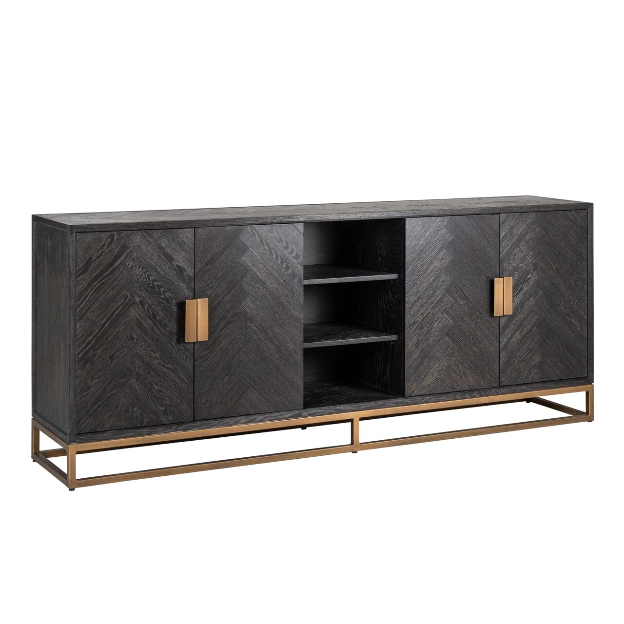 Black Chevron Sideboard with Brass Handles