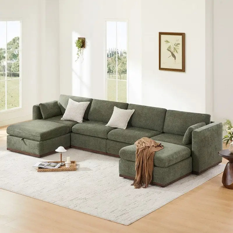 Donna Oversized Modular Sectional Fabric Sofa with Upgraded Wood Base
