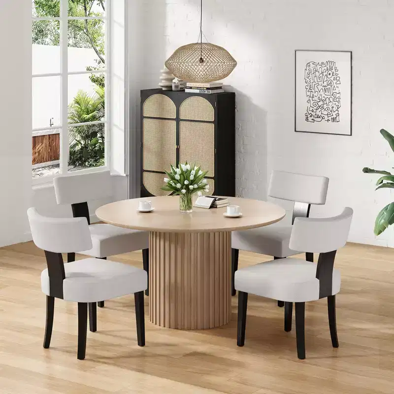 TUYOHW Modern Small Armless Dining Chairs Set of 2,Upholstered Dining Room Chairs with Curved Backrest & Hardwood Frame
