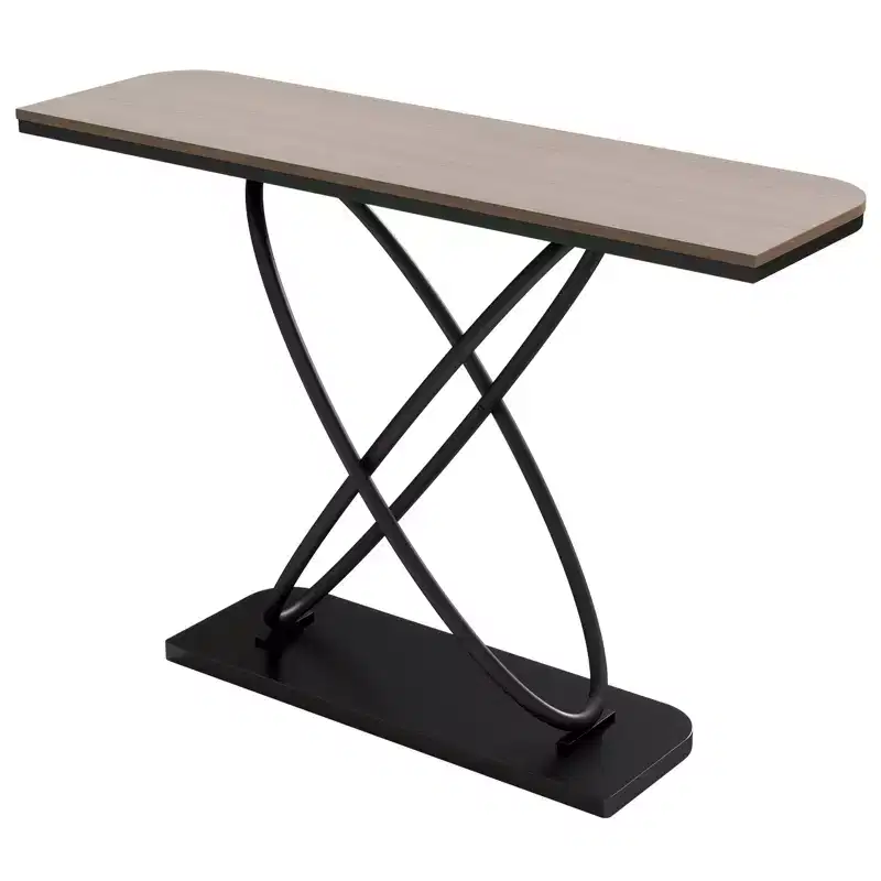 47.4" Farmhouse Console Table with Black Metal Frame – Narrow Entryway Sofa Table