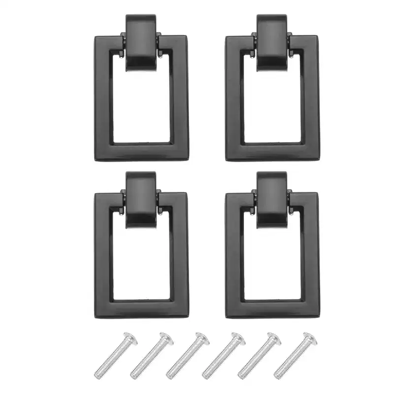 Unique Bargains Square Ring Zinc Alloy Vintage Drawer Pulls with Screws for Dresser Closet 4 Pcs