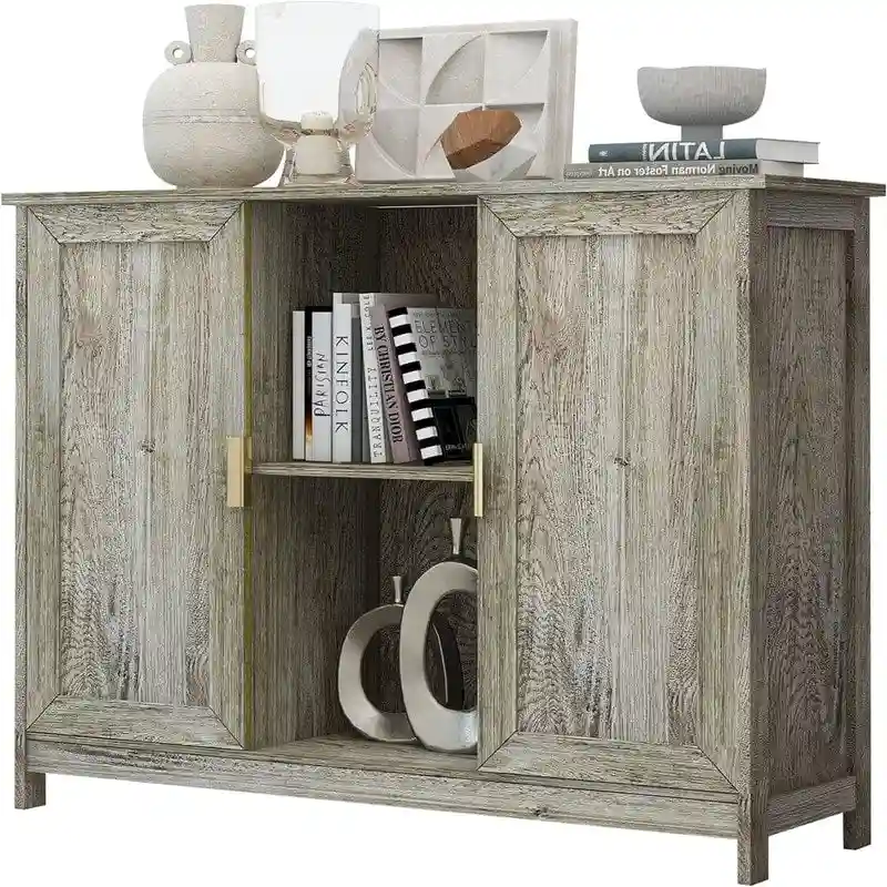 Credenza Buffet Cabinet Wooden Coffee Bar Cabinet - 11.8 D x 39.4 W x 30.7 H