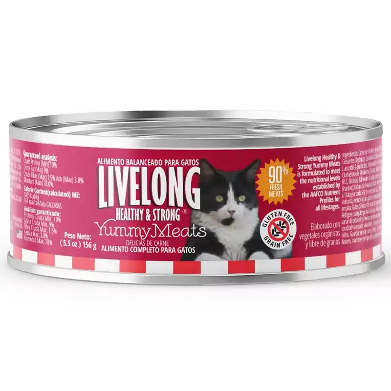 Livelong Healthy & Strong Wet Cat Food 24 Pack - 5.5oz Cans, High Protein