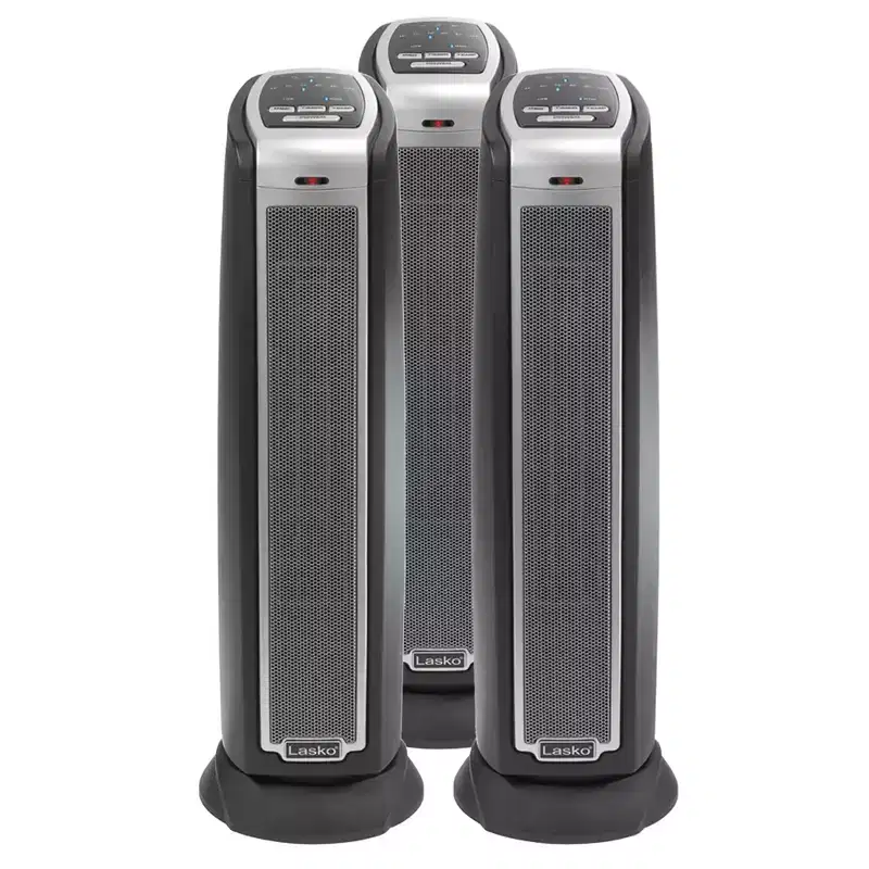 Lasko Portable Electric 1500W Oscillating Ceramic Tower Space Heater (3 Pack)
