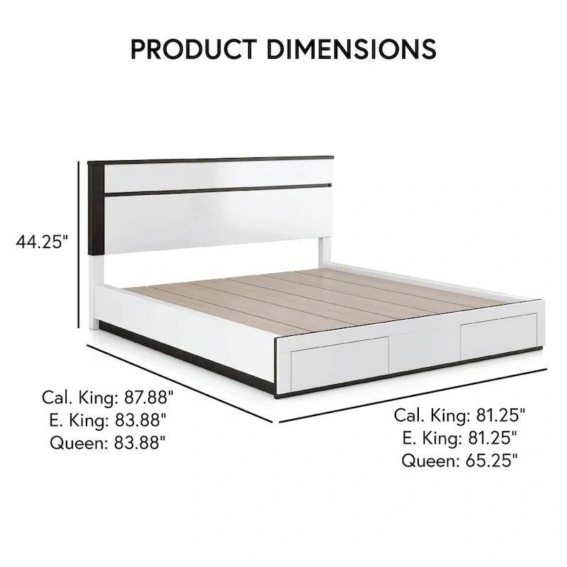 Furniture of America Conjira Modern 4-Piece White Wood Storage Bedroom Set