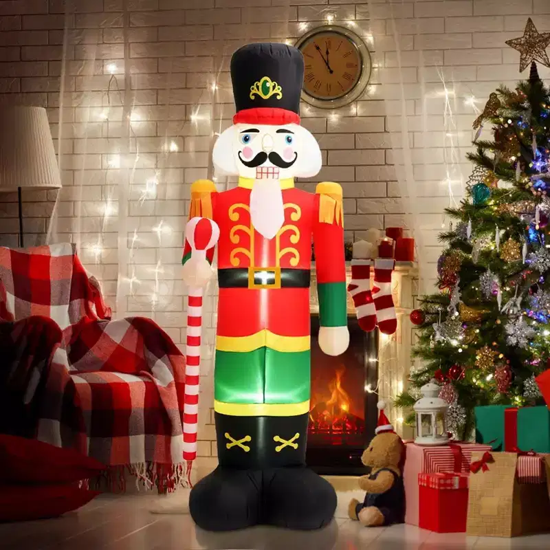 GOTGELIF 8FT Inflatable Christmas Nutcracker Soldier with LED Lights Outdoor Holiday Decoration