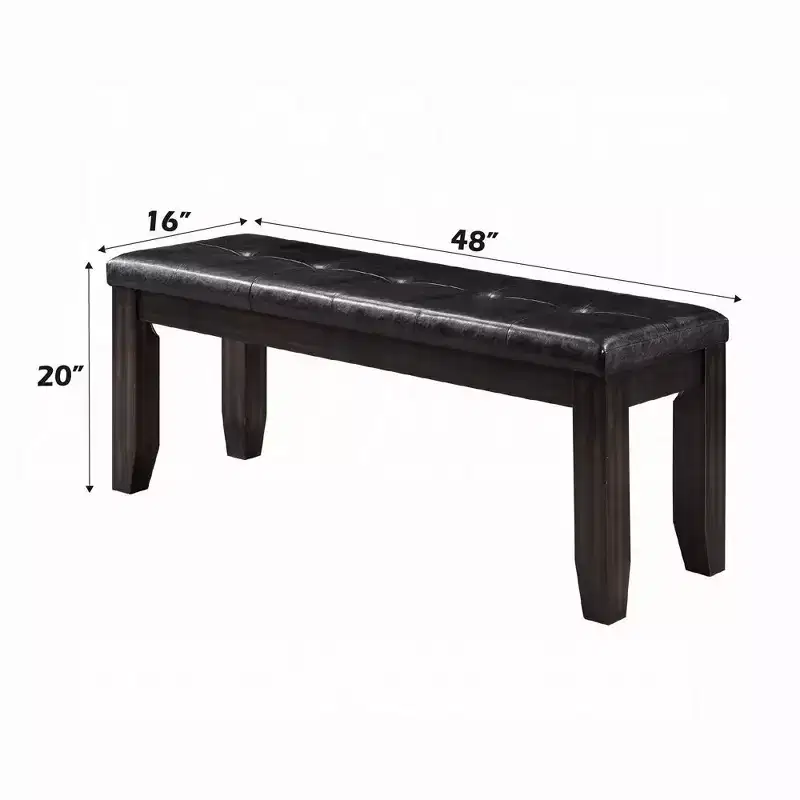 Royal Hampton Upholstered Tufted Wooden Bench with Chamfered Legs, Brown