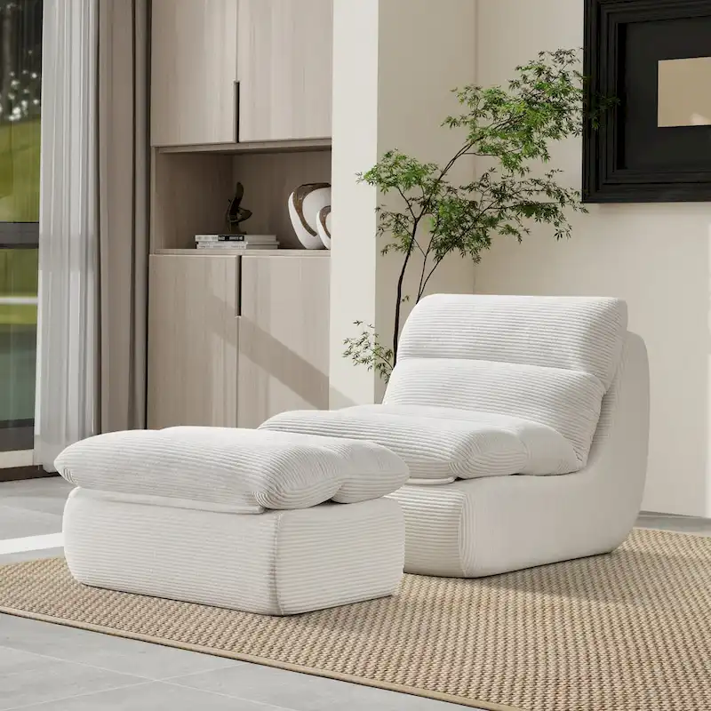 Corduroy Upholstered Accent Chair with High Density Foam Seat Green Beige
