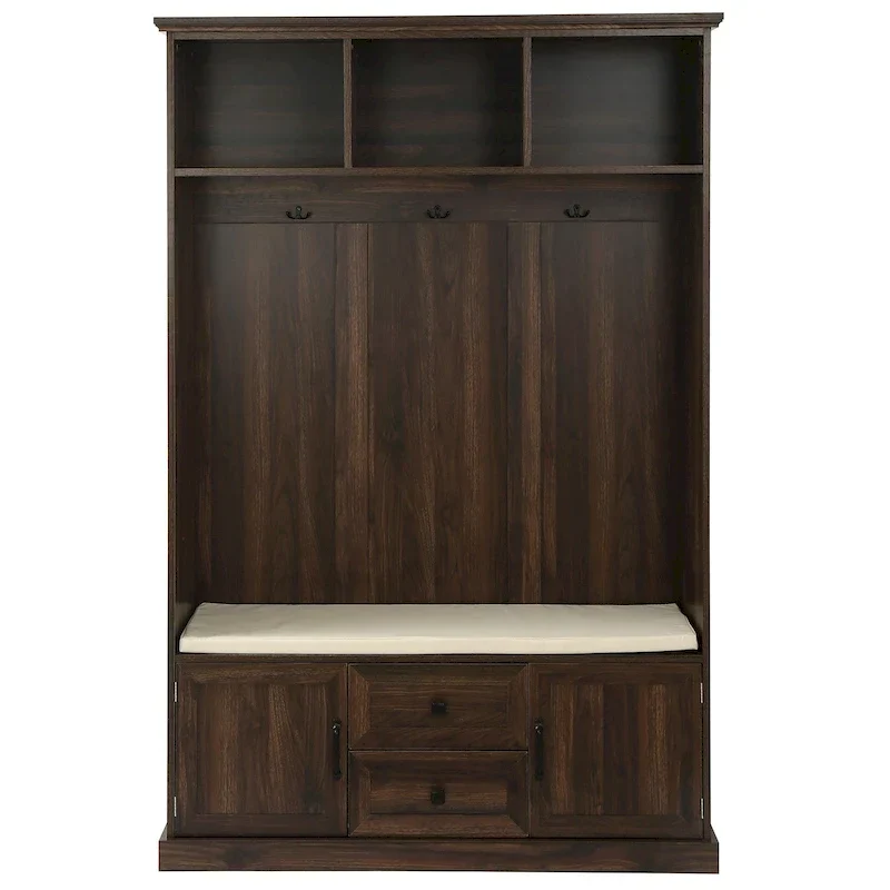 3-in-1 Design Hall Tree with 3 Hooks and Storage Bench - 47.24W x 70.9H x 15.74D