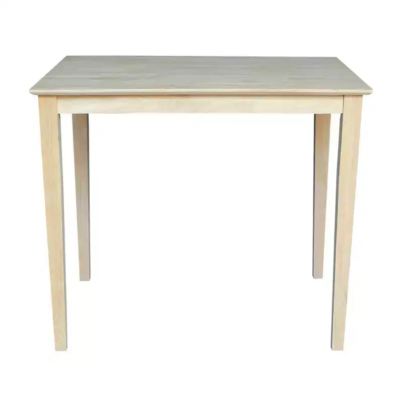 30' X 42' Solid Wood Counter Height Table with Shaker Legs Unfinished - International Concepts