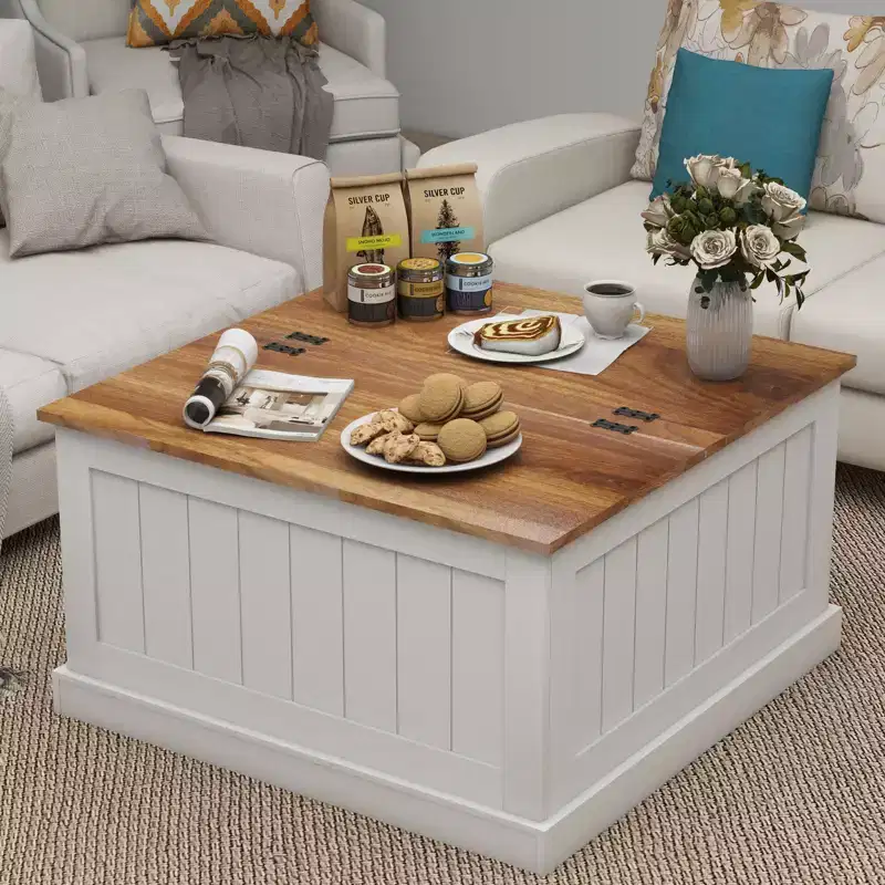 Coffee Table, Modern Wood Center Table with Hidden Storage, 2 Hinged Lift Tops, Side/Sofa Table for Living Room, Bedroom, Home Office