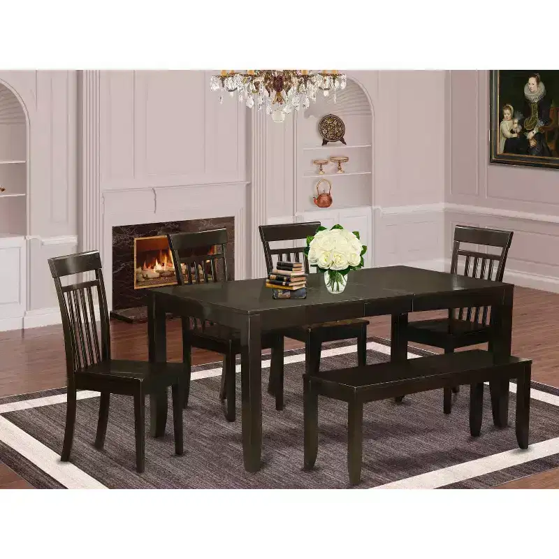 Art Deco Dining Set - 9 Piece Kitchen Table & Chair Set - 40x78 Inch Rectangle Table