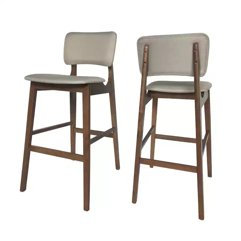 Christopher Knight Home Tally Mid Century Modern Fabric Upholstered Wooden 30.5 Barstools (Set of 2)