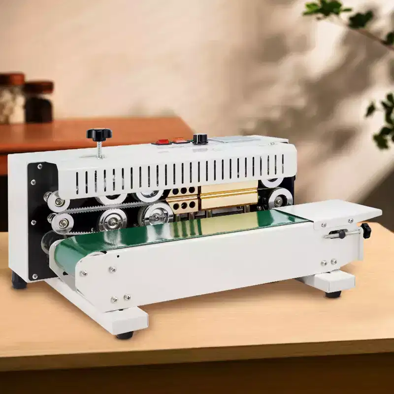 VEVOR Continuous Bag Band Sealing Machine, 0.24-0.47 in/6-12 mm Seal Width, Horizontal Band Sealer Machine with Digital Temperature Control, White