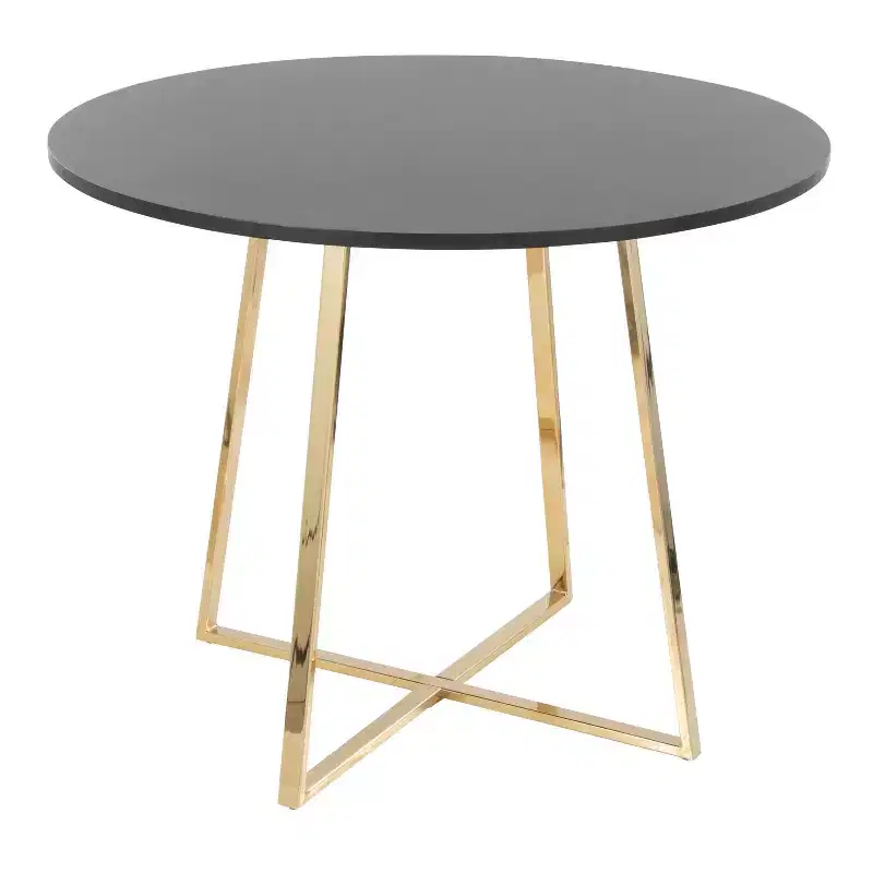 Cosmo 47 in Round Dining Table | White Marble Top | Gold Metal Base