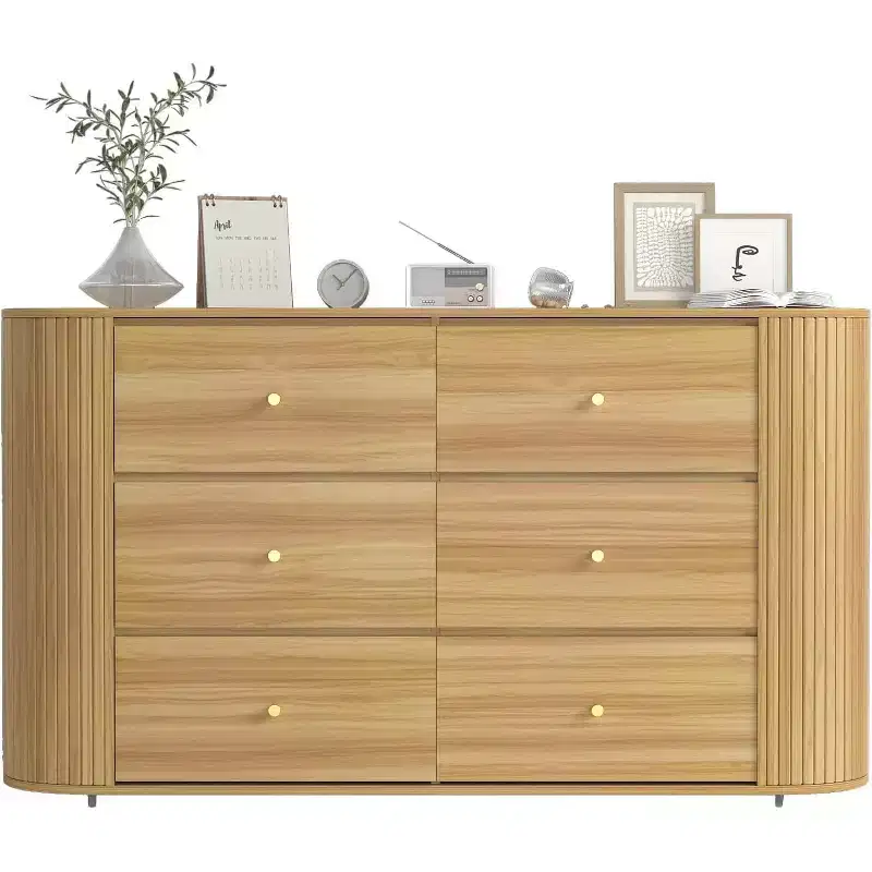 Vintage Farmhouse Drawer Dresser with Power Outlet, Large Storage Organizer for Bedroom, Living Room, Hallway, Dining Room, Durable Metal Handles