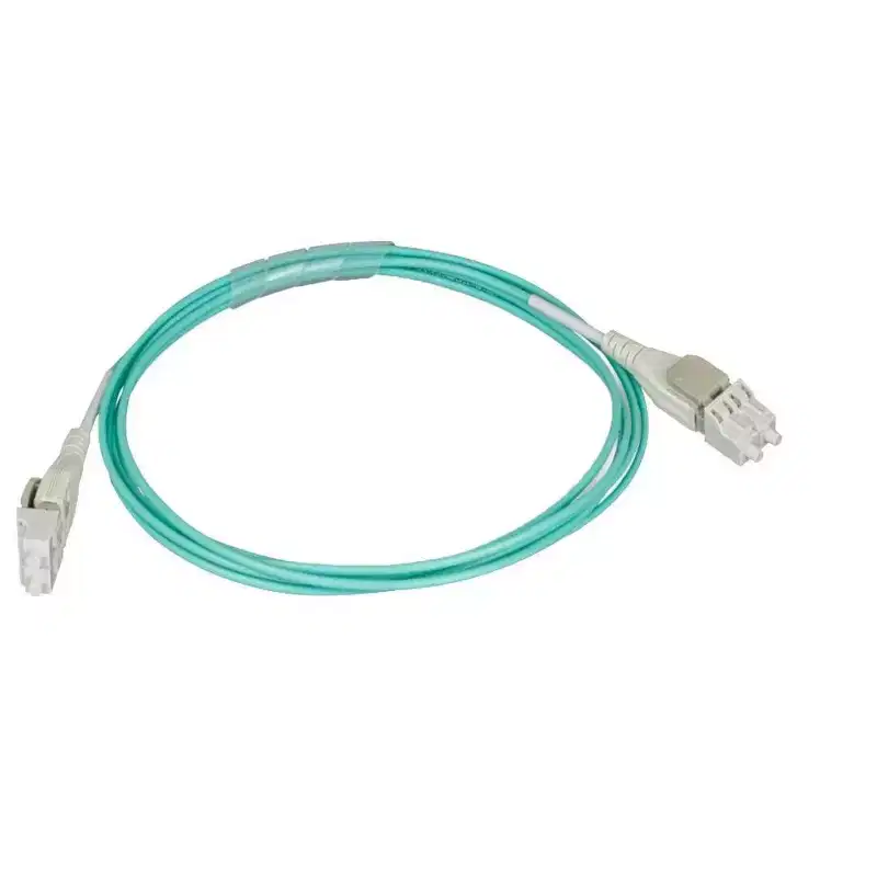 Monoprice OM3 Fiber Optic Cable - 5 Meter - Aqua | Reverse Polarity LC/LC Uniboot, UL, 50/125 Type, 10GB, Corning, For Telecomm Room, Server Farm, and