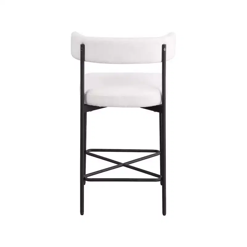Cream Linen Counter Stools �C Curved Back, Matte Black Frame, Set of 2
