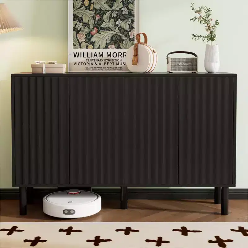 Whisen Minimalist 4-Door Storage Cabinet with Adjustable Shelves