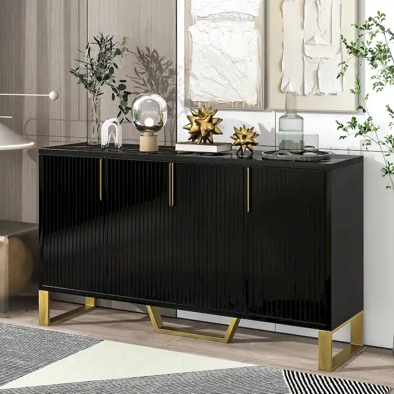 Sideboard Kitchen Cabinet with Four Doors and Adjustable Shelves