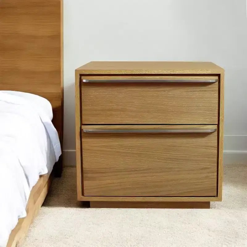 HomeRoots 24 Natural Solid and Manufactured Wood Two Drawer Nightstand